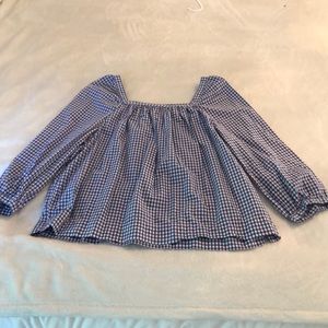 J Crew Blue Gingham “ Penny” Top Size 12